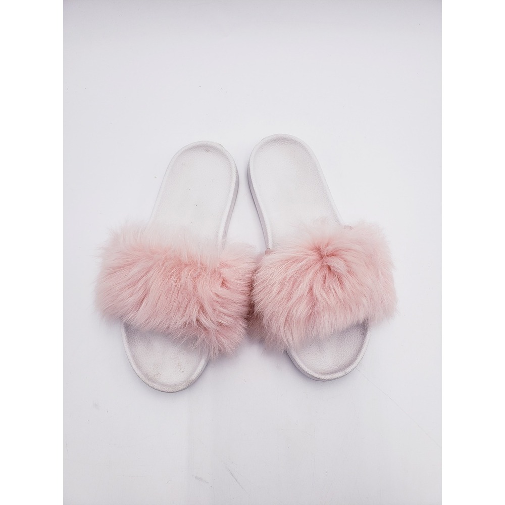 UGG Royale Slide Sandals Baby Pink Slip On Fur Trim 1018875 Women's Size 6